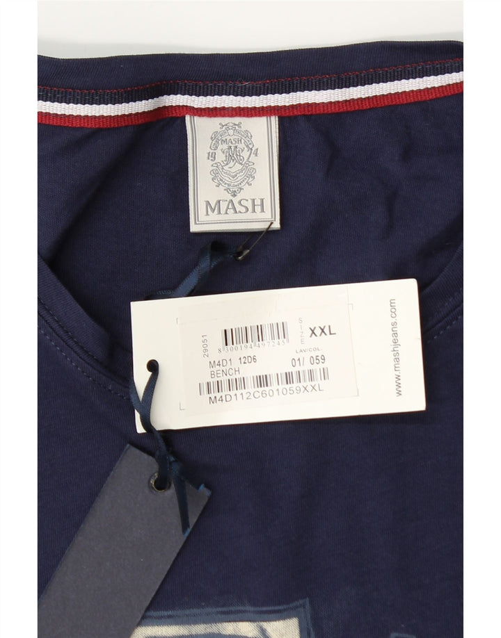 MASH Mens Graphic T-Shirt Top 2XL Navy Blue Cotton