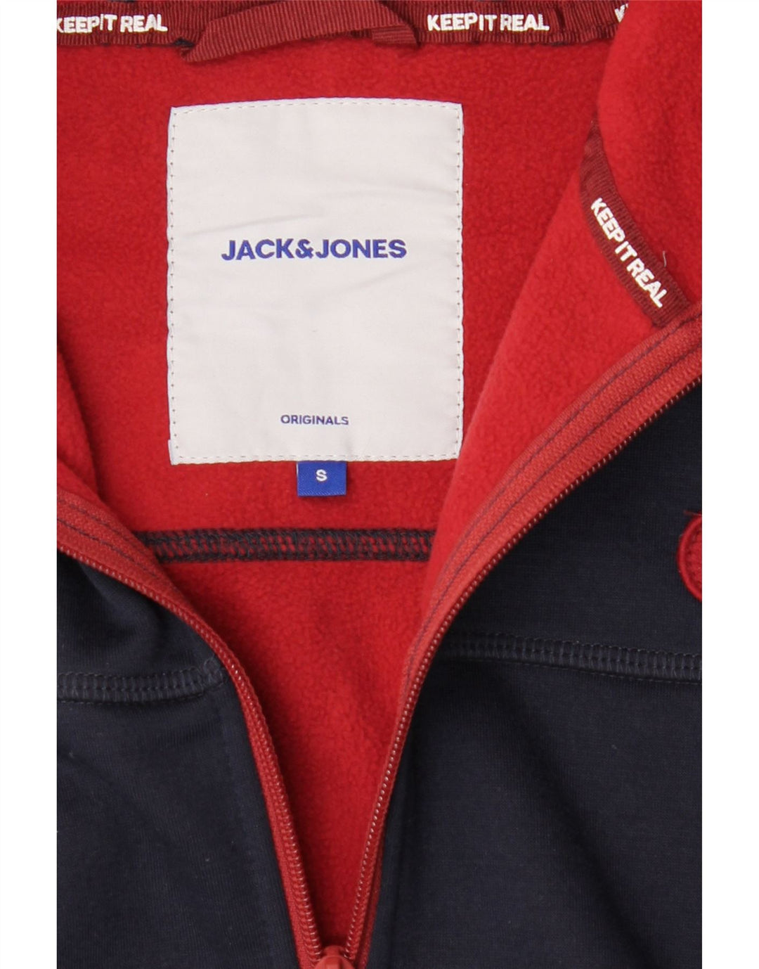 JACK & JONES Mens Zip Hoodie Sweater Small Navy Blue Polyester Vintage Jack & Jones and Second-Hand Jack & Jones from Messina Hembry 
