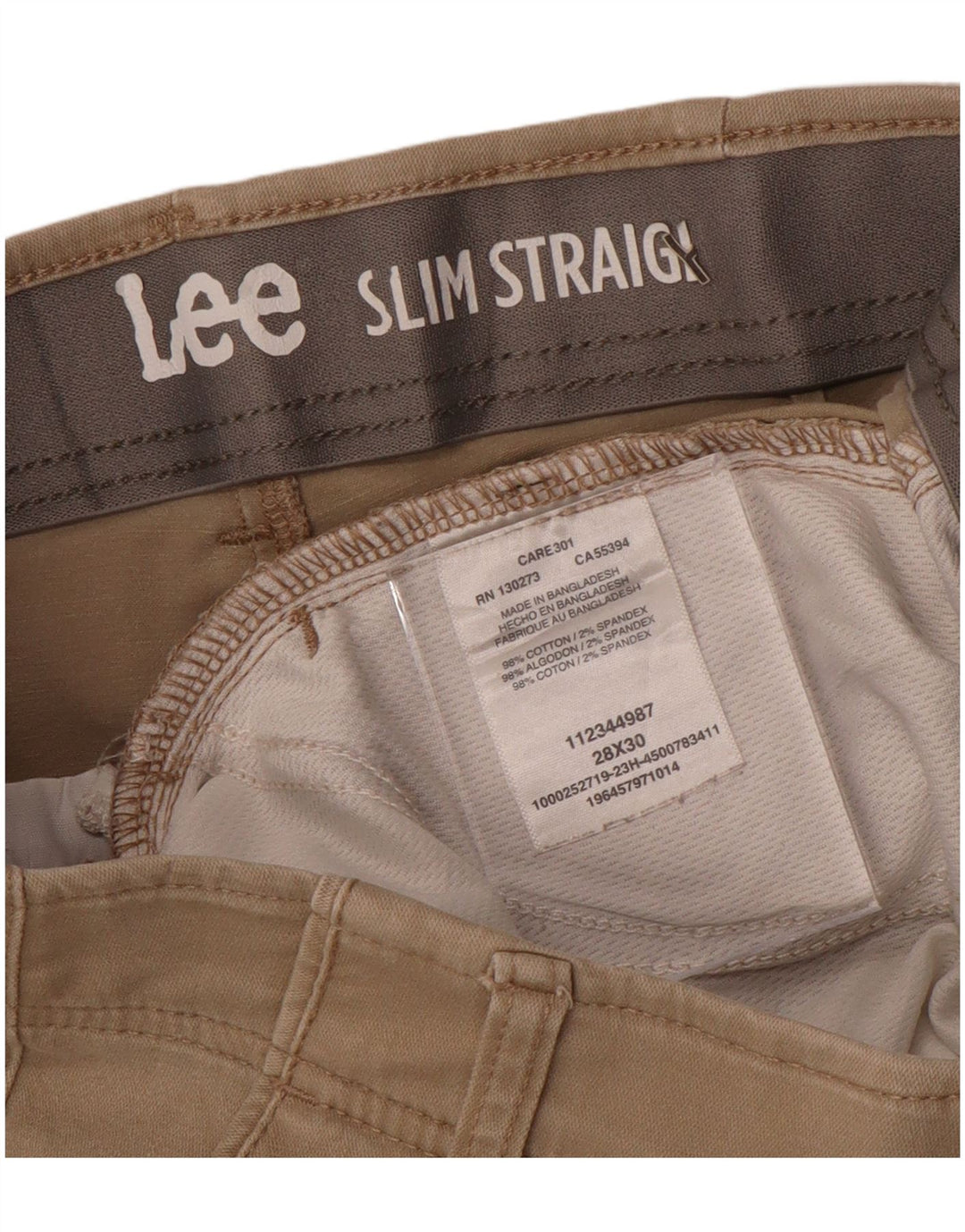 LEE Womens Straight Slim Chino Trousers W28 L30 Beige Cotton