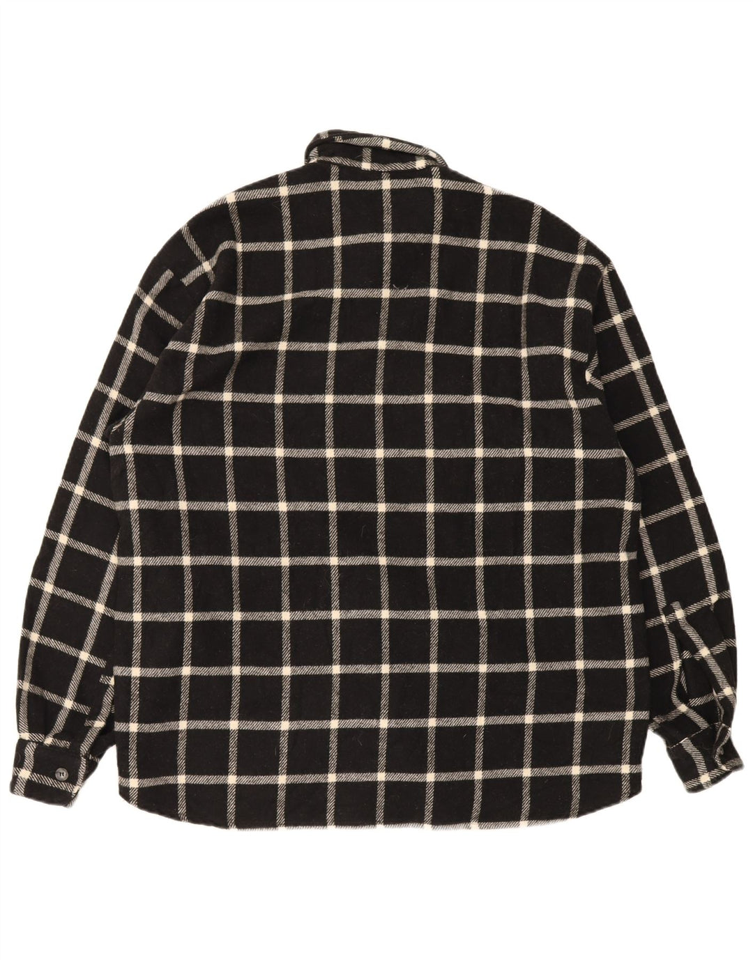 Vintage Mens Flannel Shirt Large Black Check