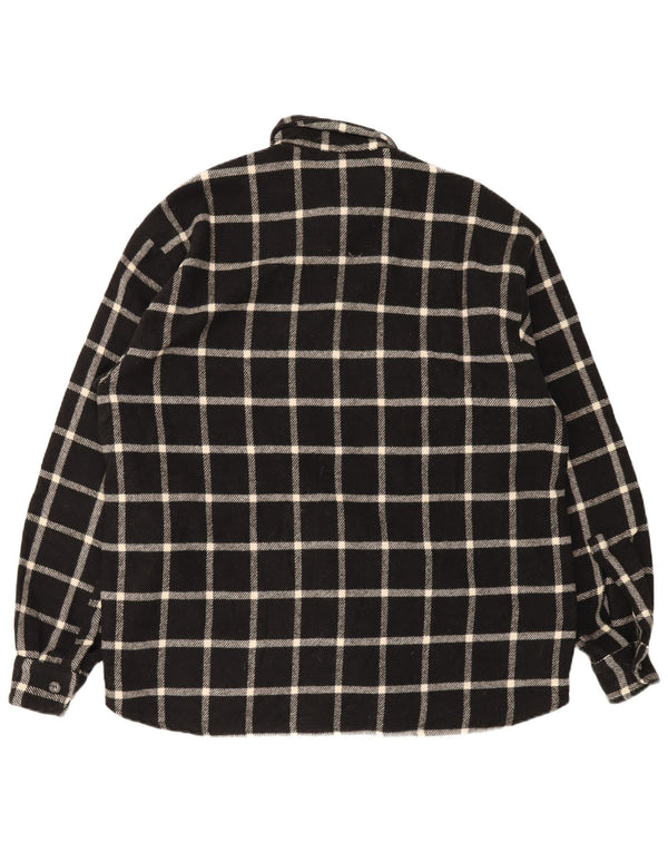 Vintage Mens Flannel Shirt Large Black Check