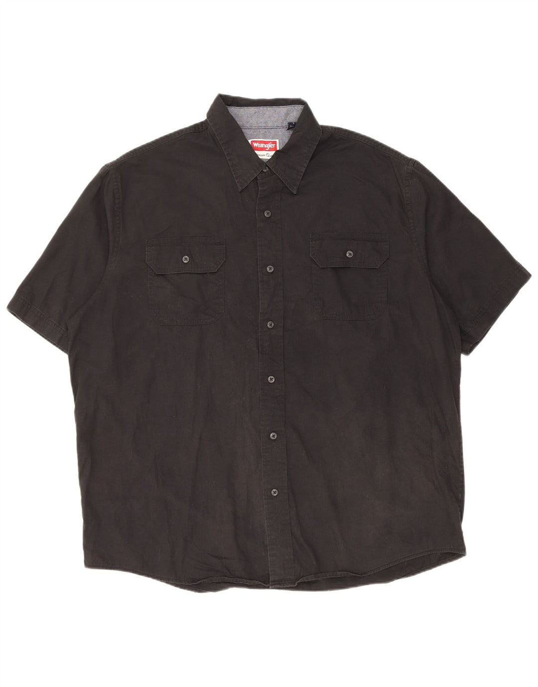 Wrangler Mens Short Sleeve Shirt Large Black Cotton