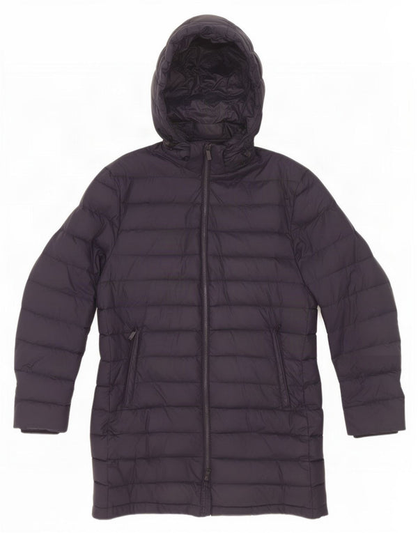 Massimo Dutti Womens Hooded Padded Coat UK 14 Medium Navy Blue
