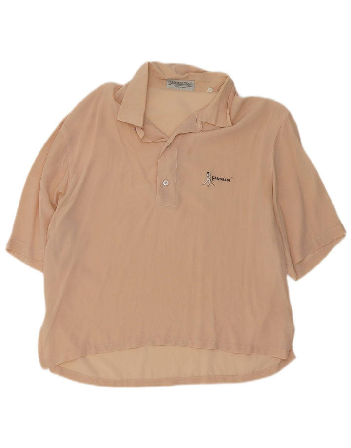 Pancaldi & B Mens Short Sleeve Shirt Size 15 1/2 39 Medium Beige