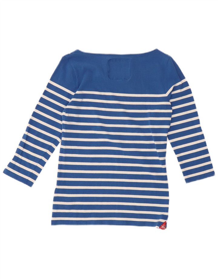 SUPERDRY Womens Perfect Fit Top 3/4 Sleeve UK 12 Medium Blue Striped