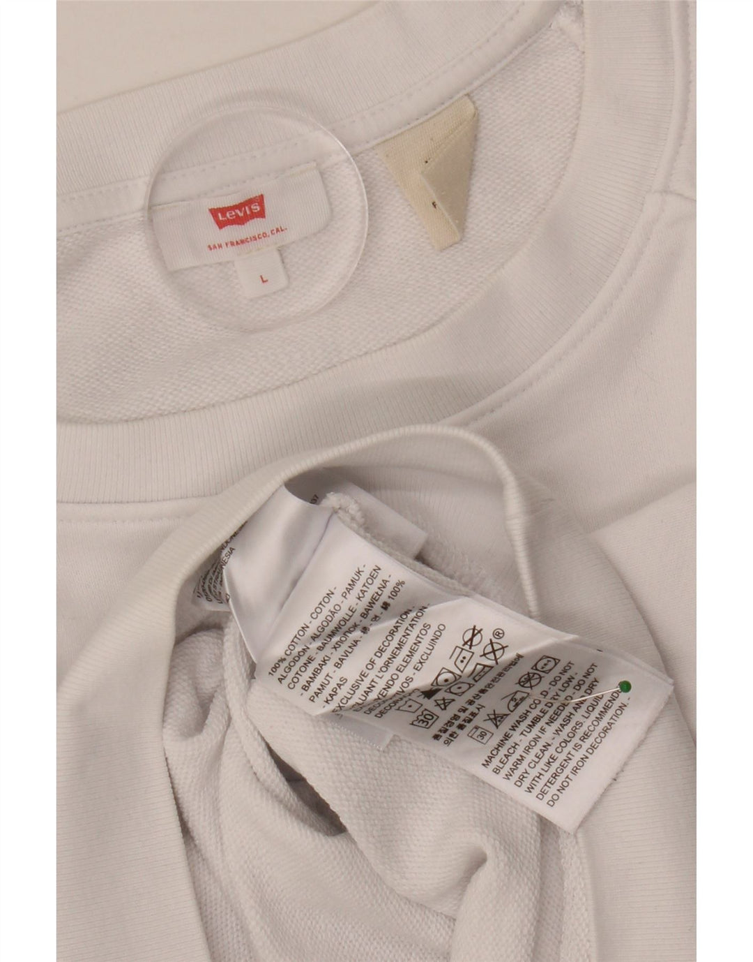 LEVI'S Womens Oversized Graphic Sweatshirt Jumper UK 16 Large White Cotton