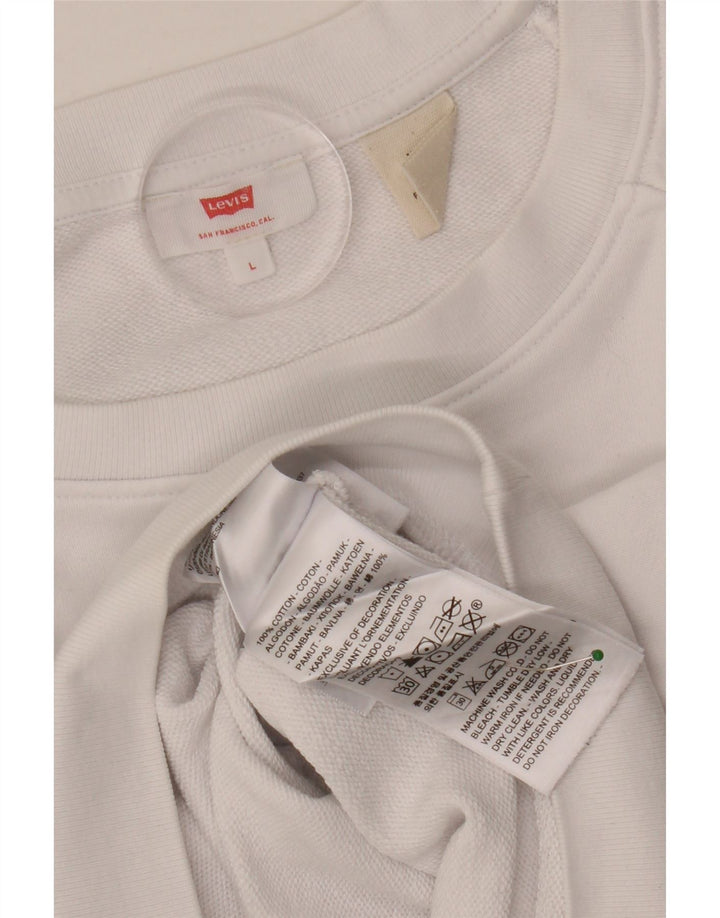 LEVI'S Womens Oversized Graphic Sweatshirt Jumper UK 16 Large White Cotton