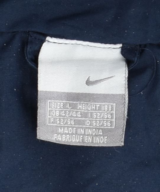 NIKE Mens Windbreaker Jacket UK 42/44 Large Navy Blue Polyester