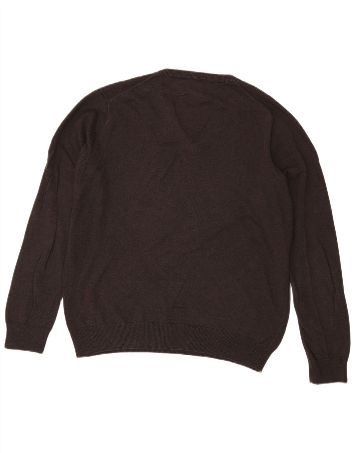 Gant Mens V-Neck Jumper Sweater Small Brown