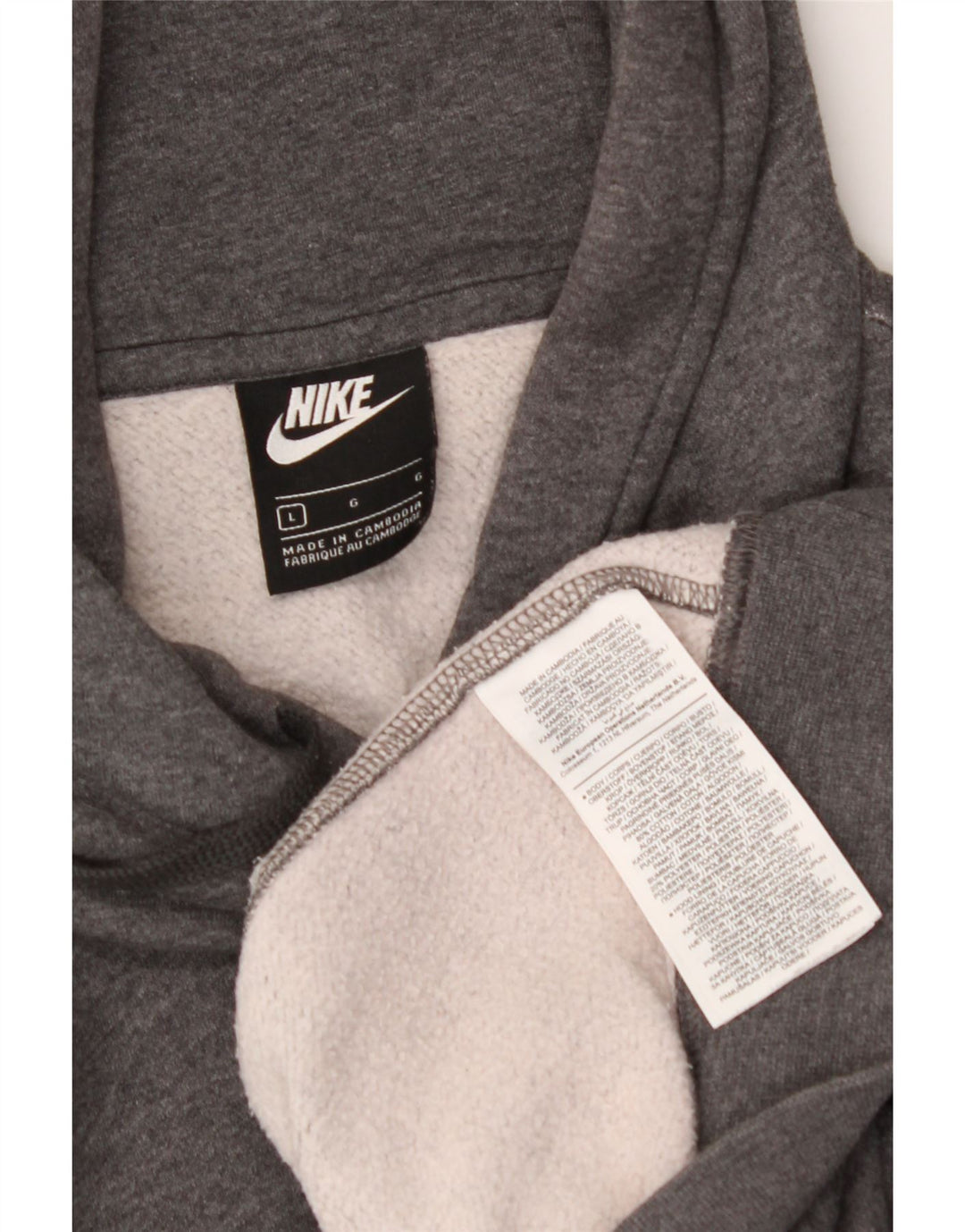 NIKE Mens Hoodie Jumper Large Grey Cotton Vintage Nike and Second-Hand Nike from Messina Hembry 