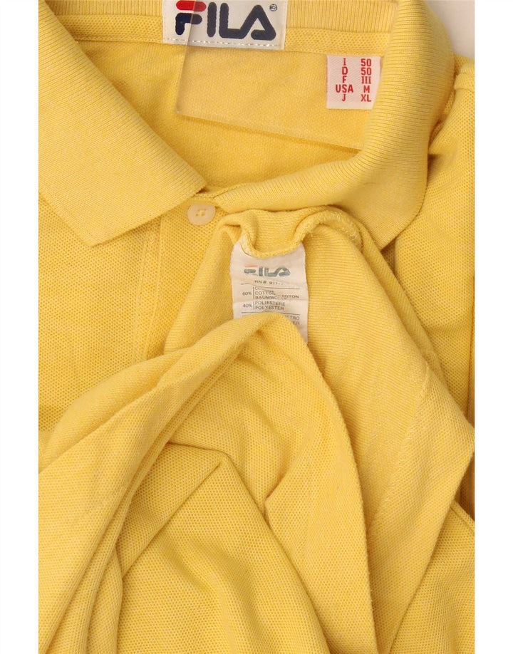 Fila Mens Polo Shirt IT 50 Medium Yellow Cotton