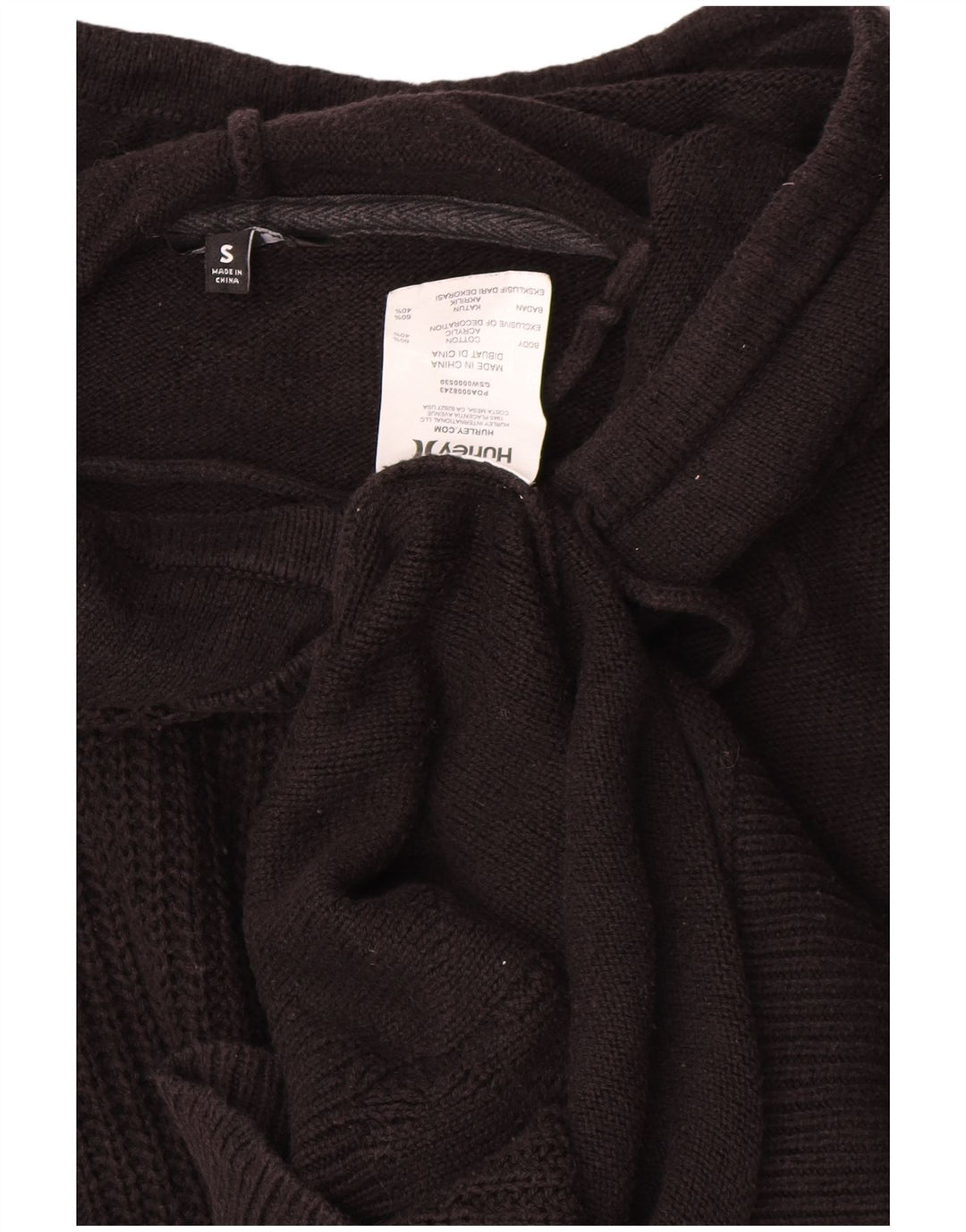 Hurley Womens Oversized Jumper Sweater UK 10 Small Black Cotton