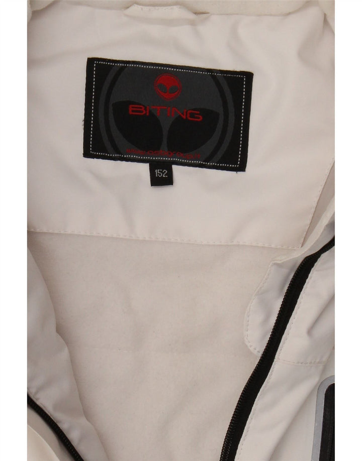 VINTAGE Girls Windbreaker Jacket 11-12 Years  White Colourblock Polyester Vintage Vintage and Second-Hand Vintage from Messina Hembry 