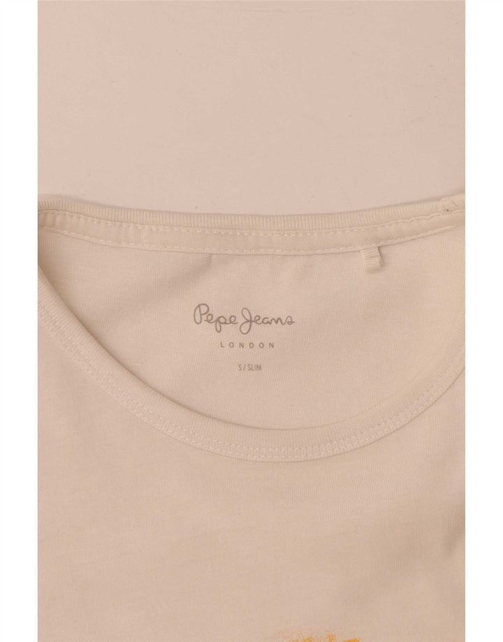 PEPE Jeans Mens Slim Graphic T-Shirt Top Small White