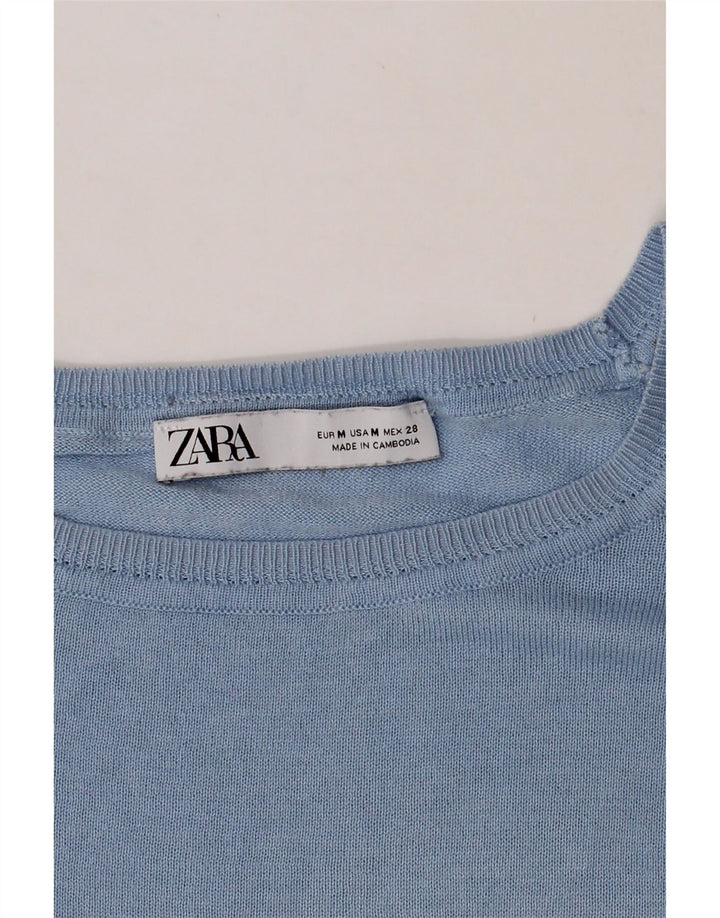 ZARA Womens Boat Neck Jumper Sweater UK 14 Medium Blue Vintage Zara and Second-Hand Zara from Messina Hembry 