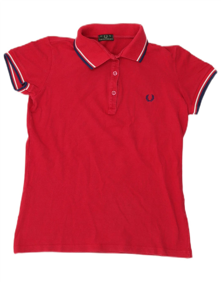 Fred Perry Womens Polo Shirt UK 14 Large Red