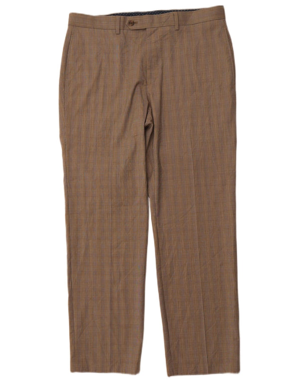 POLO RALPH LAUREN Mens Straight Suit Trousers W34 L30 Brown Houndstooth