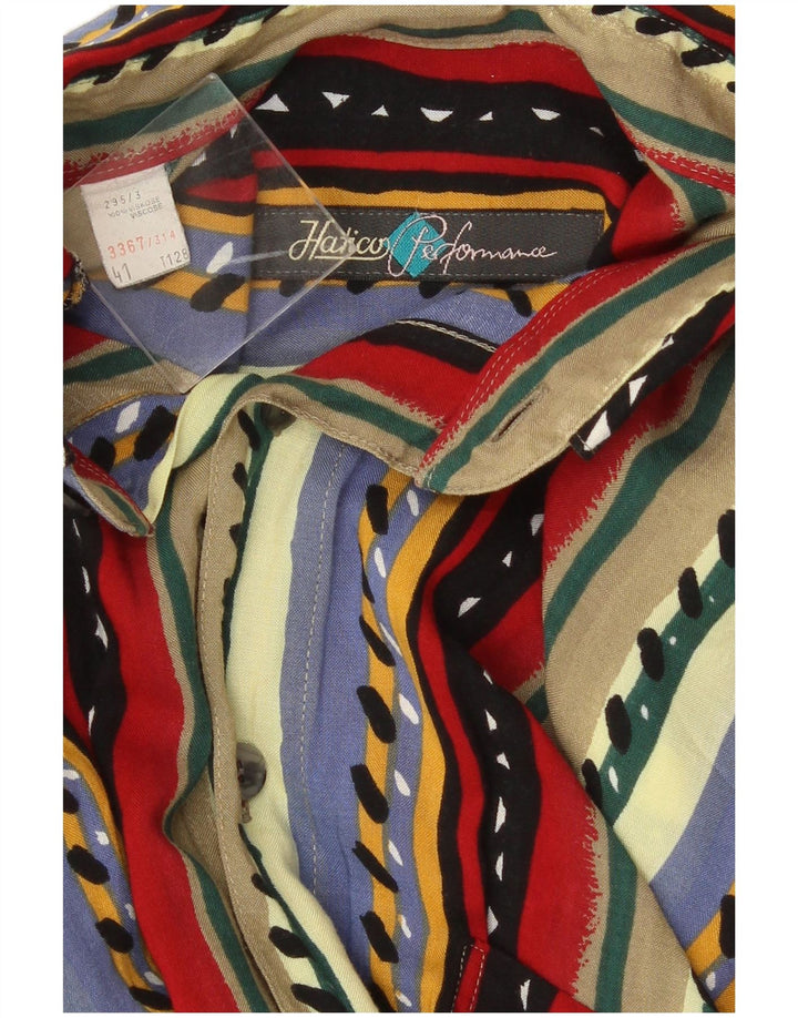 Hatico Performance Mens Shirt Size 41 Large Multicoloured Striped Viscose