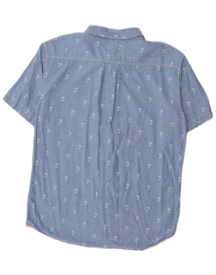 Vans Mens Short Sleeve Shirt Medium Blue Floral Cotton