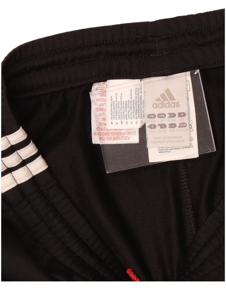 ADIDAS Boys Tracksuit Trousers Joggers 11-12 Years  Black Colourblock
