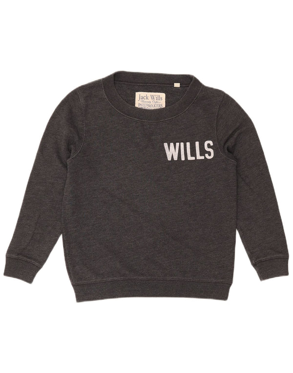 JACK WILLS Womens Graphic Oversized Sweatshirt Jumper UK 8 Small Grey