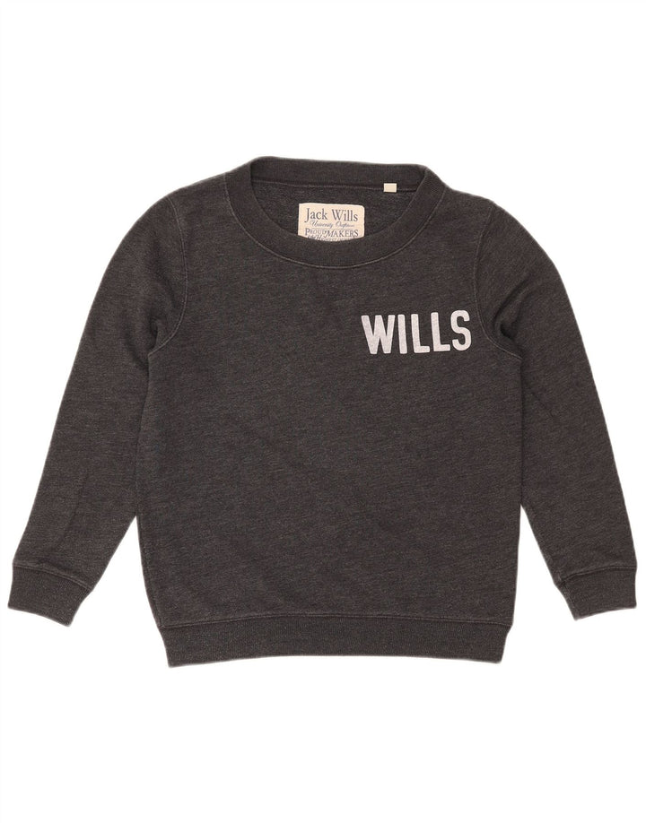 JACK WILLS Womens Graphic Oversized Sweatshirt Jumper UK 8 Small Grey