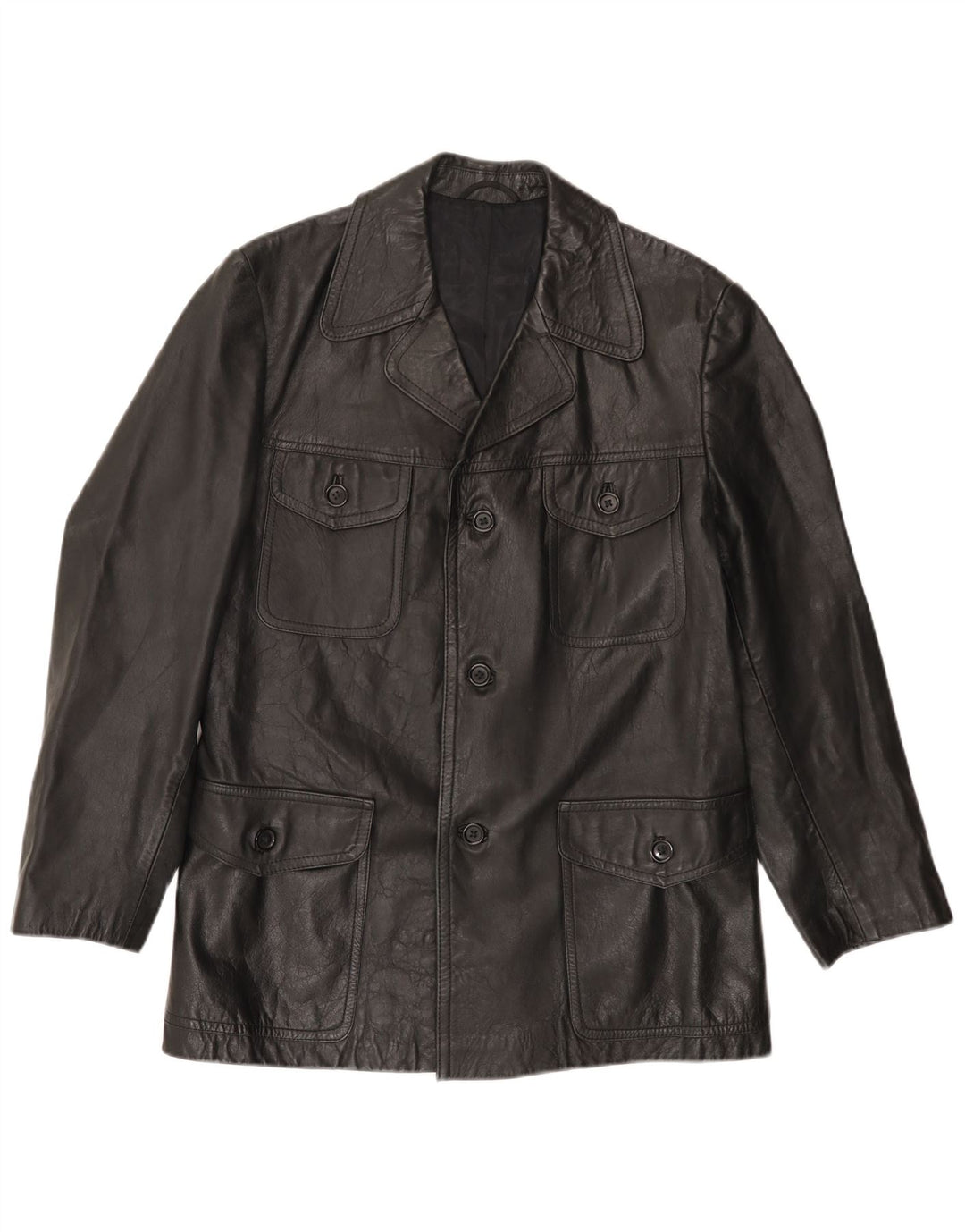 VINTAGE Mens Leather Jacket UK 38 Medium Black