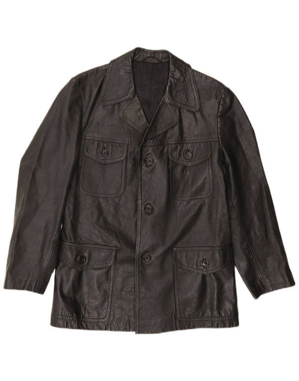 VINTAGE Mens Leather Jacket UK 38 Medium Black