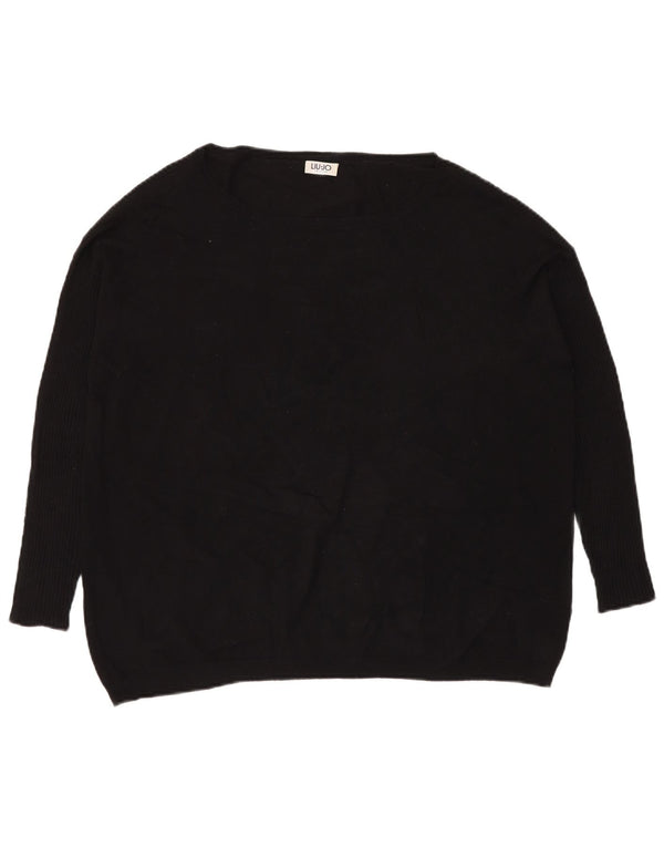 Liu Jo Womens Relaxed Fit Crew Neck Jumper Sweater UK 16 Large Black