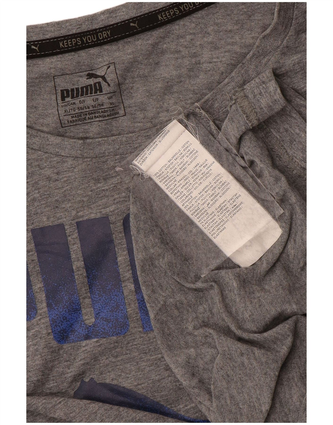 Puma Mens Graphic T-Shirt Top XL Grey Flecked Cotton