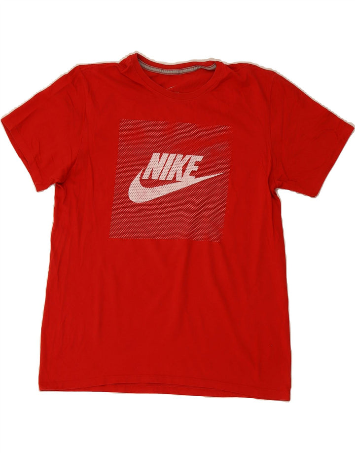 NIKE Mens Athletic Cut Graphic T-Shirt Top Medium Red Cotton Vintage Nike and Second-Hand Nike from Messina Hembry 
