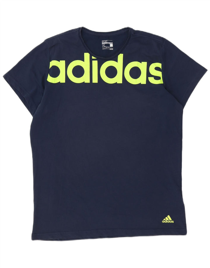 ADIDAS Mens Climalite Graphic T-Shirt Top XL Navy Blue Cotton