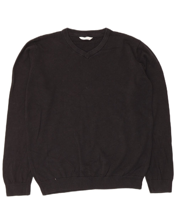 Marks & Spencer Boys V-Neck Jumper Sweater 15-16 Years Black Cotton