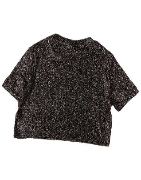 Topshop Womens Crop Blouse Top UK 14 Large Black Viscose