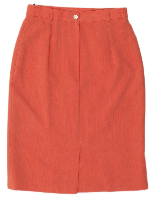 Vintage Womens Pencil Skirt UK 12 Medium W28 Orange Wool