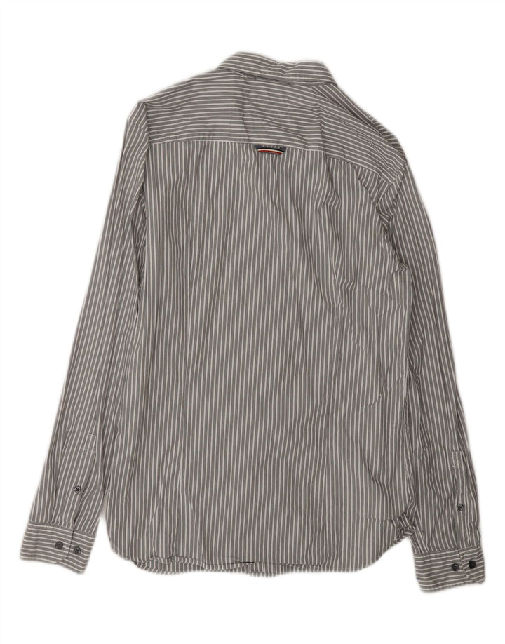 TOMMY HILFIGER Mens Slim Fit Shirt Large Grey Striped Vintage Tommy Hilfiger and Second-Hand Tommy Hilfiger from Messina Hembry 
