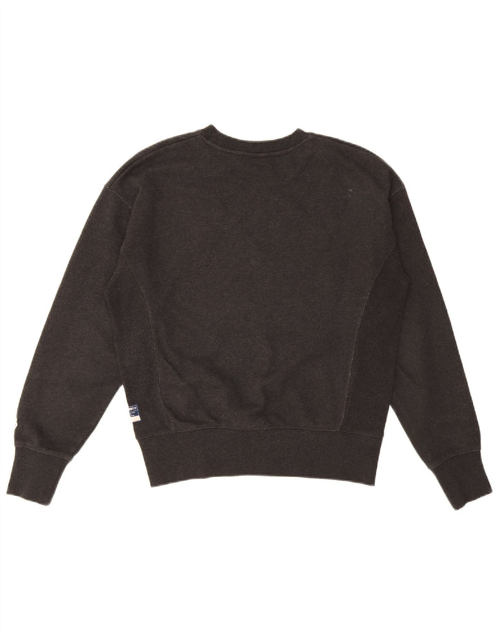 Superdry Womens Oversized Sweatshirt Jumper UK 10 Small  Black Cotton