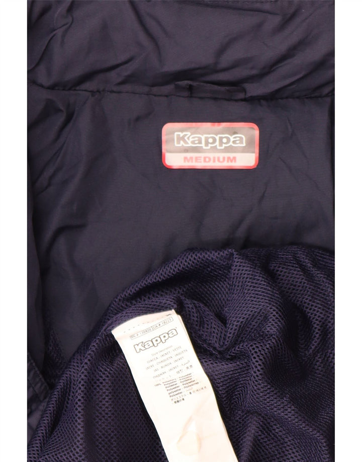 KAPPA Mens Graphic Hooded Tracksuit Top Jacket Medium Navy Blue Polyester
