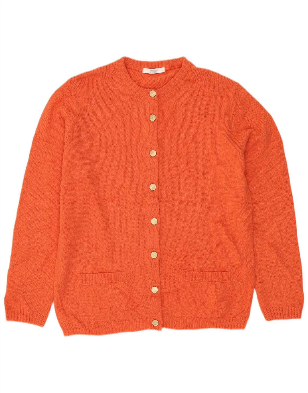 MARKS & SPENCER Womens Cardigan Sweater UK 12 Medium Orange Acrylic