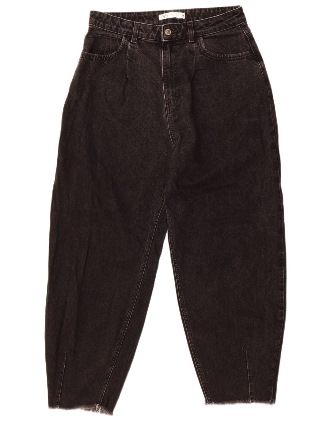 Zara Womens High Waist Cropped Jeans EU 40 Medium W30 L25 Black