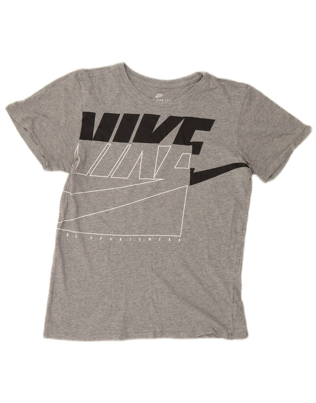 NIKE Womens Oversized Graphic T-Shirt Top UK 10 Small Grey Flecked Cotton