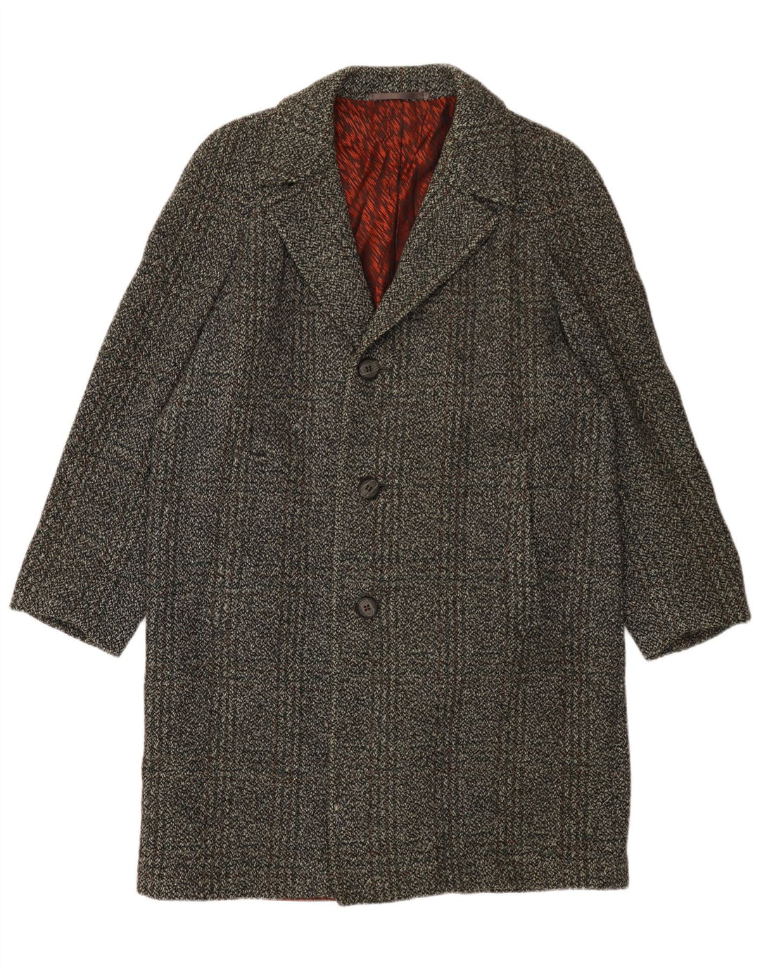 IDEAL Mens Overcoat UK 40 Large Grey Check New Wool