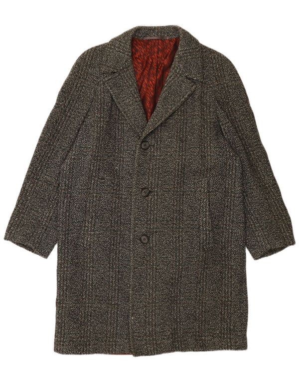 IDEAL Mens Overcoat UK 40 Large Grey Check New Wool