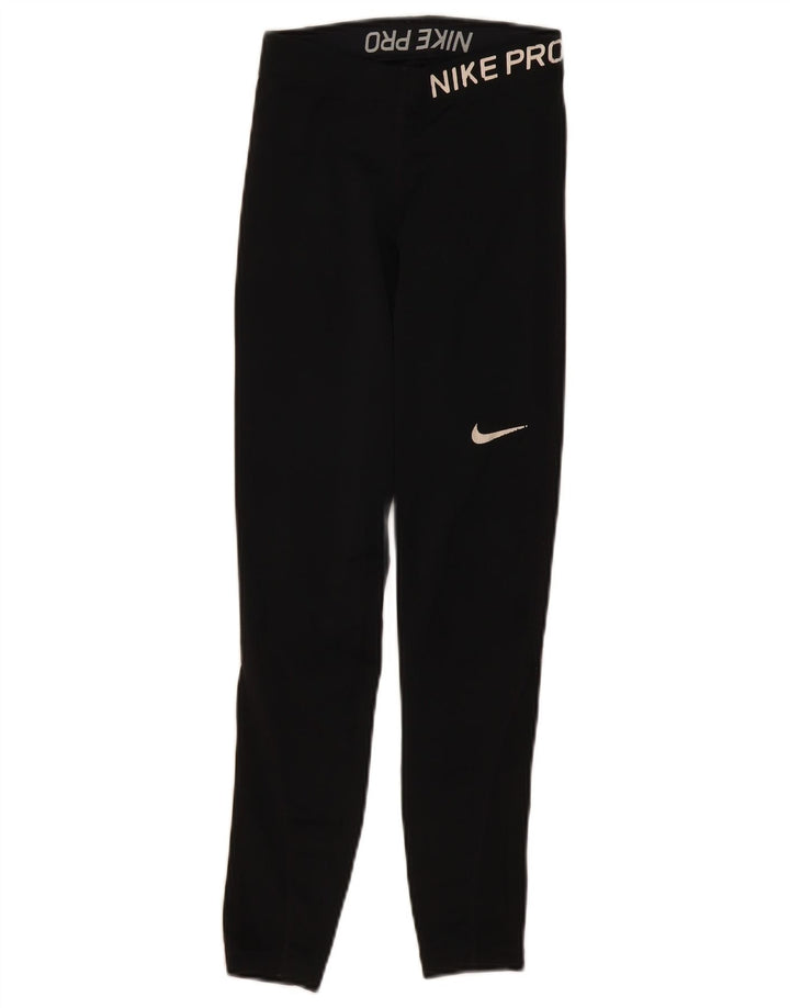 NIKE Womens Graphic Leggings UK 4 XS  Black Polyester