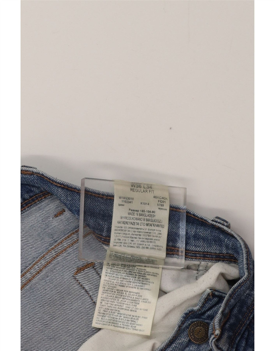 WRANGLER Mens Straight Jeans W36 L34  Blue Cotton