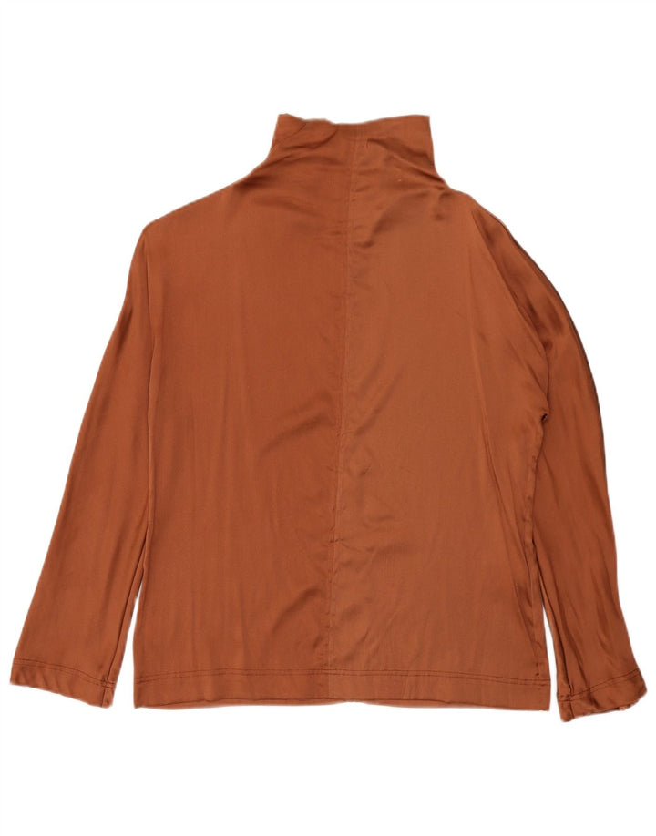 ALYSI Womens Long Sleeve Blouse Top UK 10 Small  Brown Silk