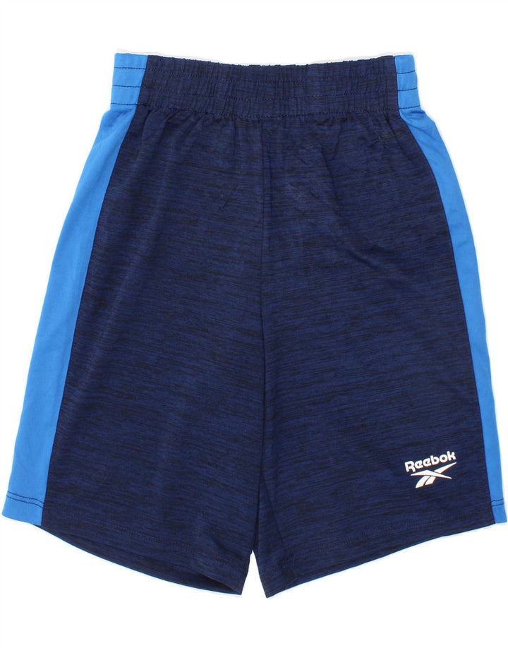 REEBOK Boys Sport Shorts 5-6 Years Navy Blue Colourblock Polyester Vintage Reebok and Second-Hand Reebok from Messina Hembry 