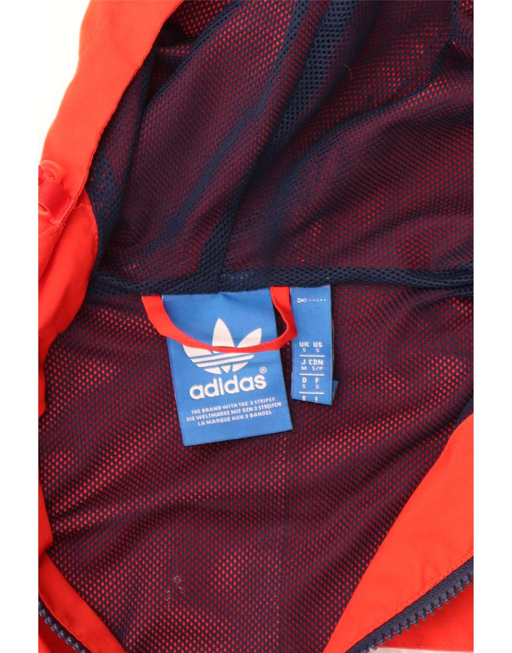 ADIDAS Mens Hooded Rain Jacket UK 36 Small Red Colourblock Polyester