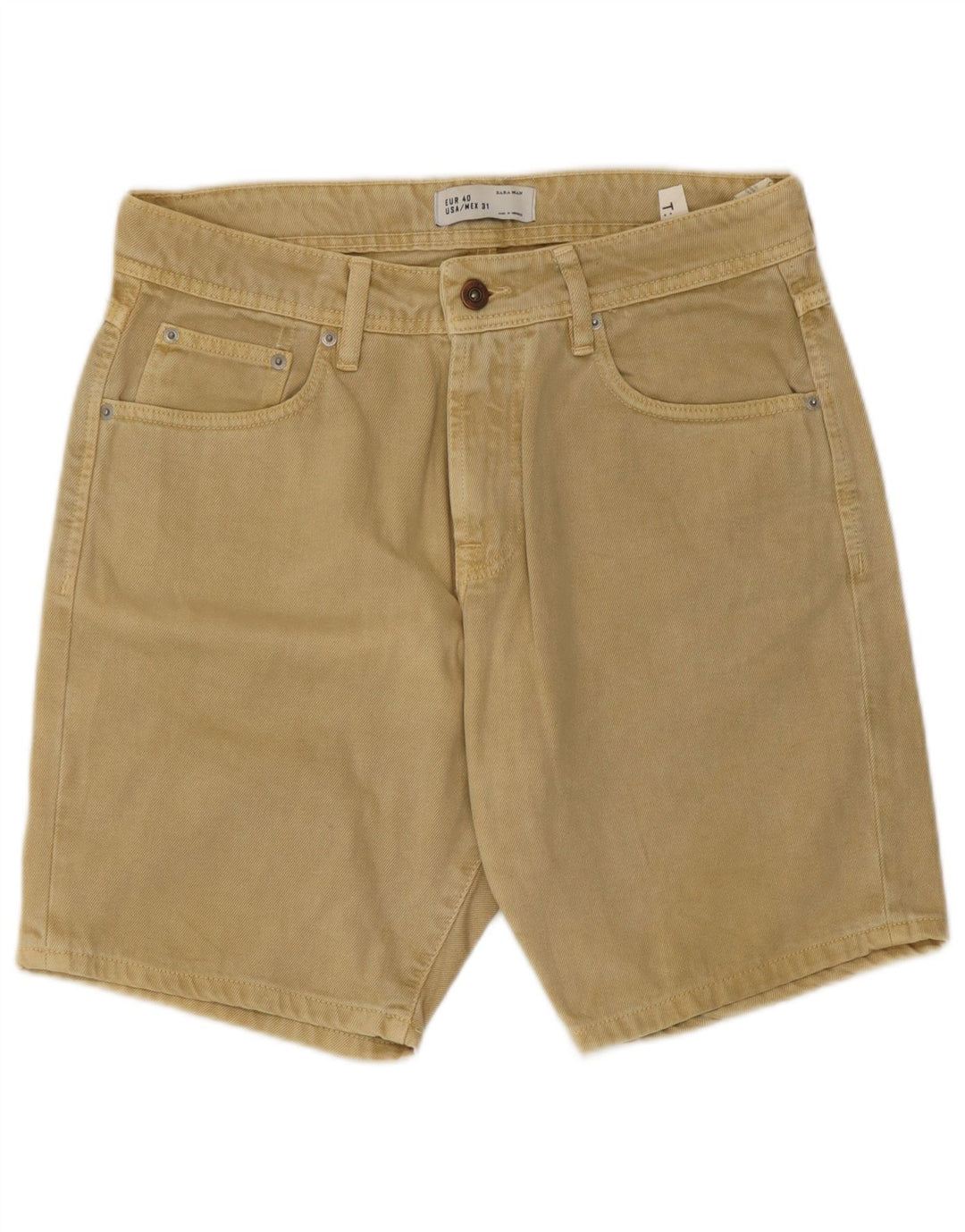 Zara Mens Denim Shorts EU 40 Medium W31 Beige Cotton