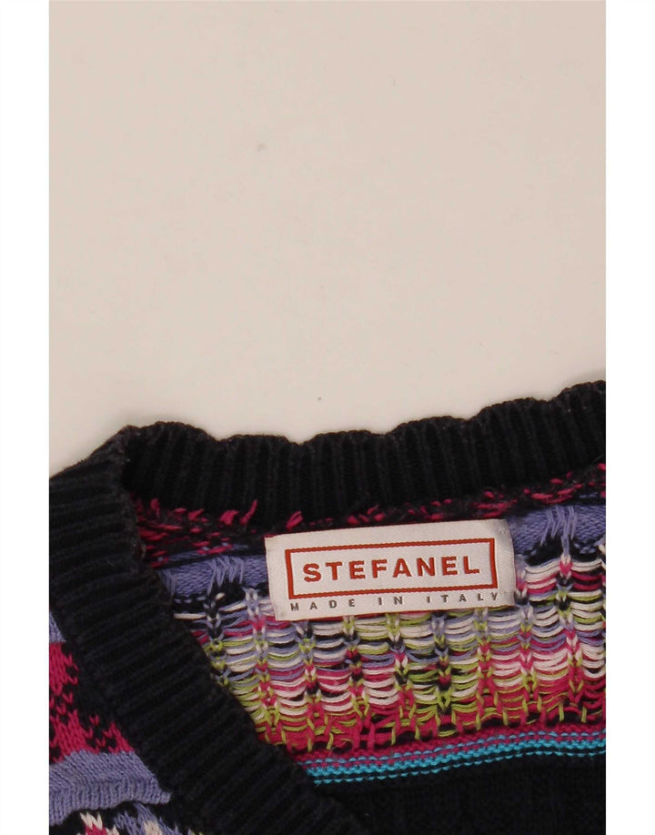 Stefanel Womens Cardigan Sweater UK 12 Medium Multicoloured Geometric